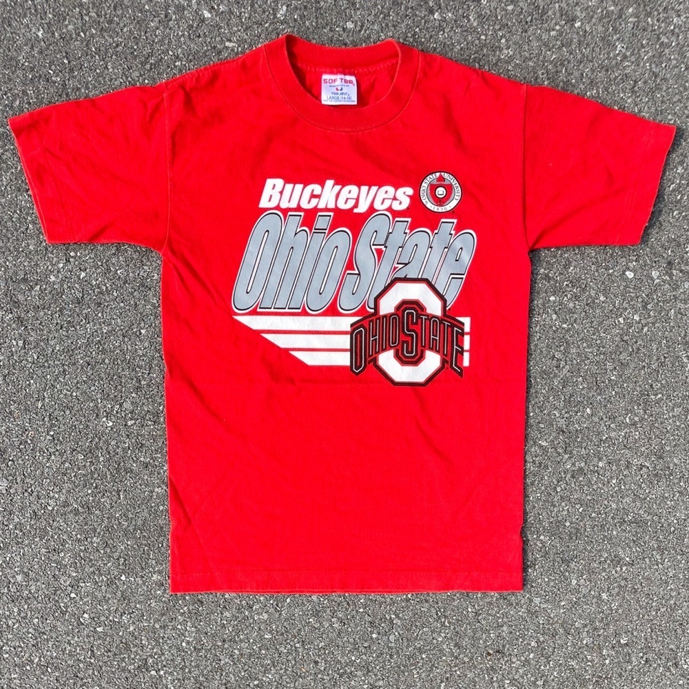 Ohio State Buckeyes Vtg NCAA Softee Tee Jays T-Shirt Youth Size (Large 14-16)